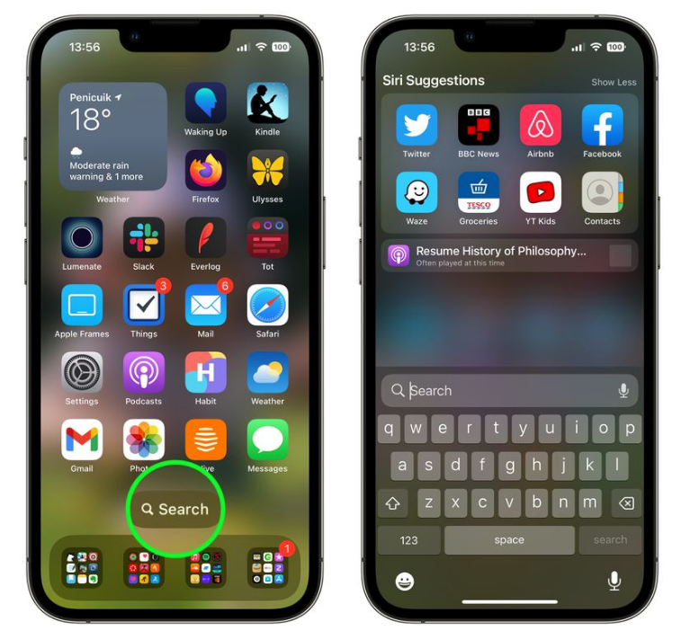 平阴苹果手机维修分享升级到 iOS 16 后，如何删除主屏幕上的搜索按钮 