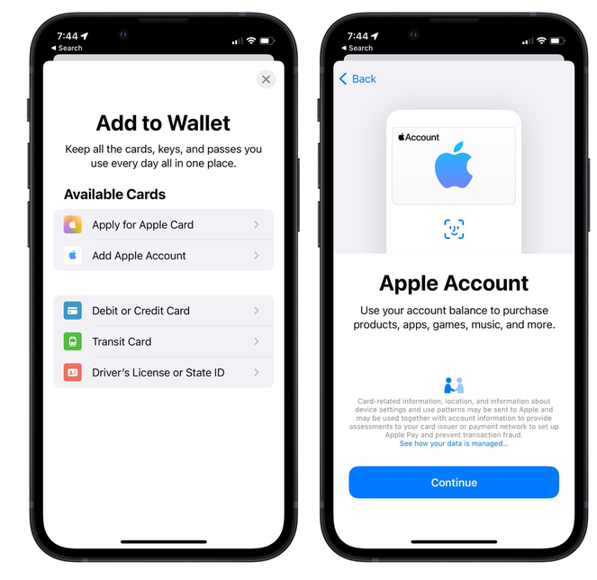 平阴苹果手机维修分享iOS 15.5钱包App如何添加 Apple 账户 